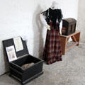Type of dress & traveling trunk provided to emigrating resident at Irish Workhouse Centre. Portumna, Ireland.
