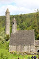 St Kevin's Church & round tower beyond at Glendalough. Ireland.