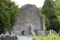 Rear wall of cathedral ruins at Glendalough. Ireland.