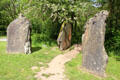 Entrance stones of replica of Megalithic circle of stones at Irish National Heritage Park. Ireland.