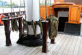 Ropes & wooden cleats at Dunbrody Famine Ship. New Ross, Ireland