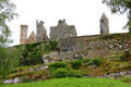 Medieval monastic ruins above the walls of at Rock of Cashel. Cashel, Ireland.