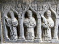 Detail of tomb carved with saints in cathedral at Rock of Cashel. Cashel, Ireland.