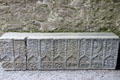 Stone tomb carved with Celtic designs & animals in cathedral at Rock of Cashel. Cashel, Ireland.