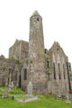 Round tower on corner of cathedral at Rock of Cashel. Cashel, Ireland.