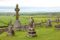 Grave crosses overlooking countryside at Rock of Cashel. Cashel, Ireland.