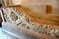 Sarcophagus carved with Celtic knots in Cormac's Chapel at Rock of Cashel. Cashel, Ireland.