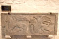 Tomb plaque carved with winged bull & lion symbols of Evangelists St Luke & St Mark at Rock of Cashel. Cashel, Ireland.