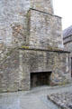 Outdoor fireplace against outer wall of keep at Cahir Castle. Cahir, Ireland.