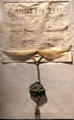 Royal charter given by King Edward II confirming earlier lands charter given by King John to Benedictine Priory at Museum of Treasures. Waterford, Ireland.