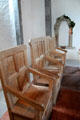 Replica wooden seating at Desmond Castle. Newcastle West, Ireland.