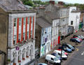 Shops around town square viewed from Desmond Castle. Newcastle West, Ireland.
