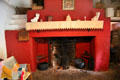 Open hearth & simple decorations in Shannon Farmhouse at Bunratty Castle & Folk Park. County Clare, Ireland.