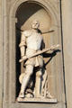 Statue of Giovanni dalle Bande Nere in exterior niche of Uffizi Gallery. Florence, Italy.