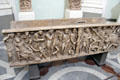 Roman sarcophagus with Phaedra & Hippolytus carving at Uffizi Gallery. Florence, Italy.