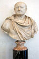 Roman emperor Vespasian marble bust at Uffizi Gallery. Florence, Italy.