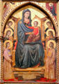 Madonna & Child Enthroned with six angels painting by Maestro della Santa Cecilia at Uffizi Gallery. Florence, Italy.