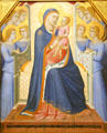 Madonna & Child Enthroned with eight angels painting by Pietro Lorenzetti at Uffizi Gallery. Florence, Italy.