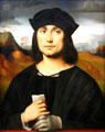Portrait of Evangelista Scappi by Francesco Raibolini at Uffizi Gallery. Florence, Italy.