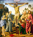Crucifixion with St. Jerome, St. Francis, St. Mary Magdalene, Blessed Giovanni Colombini & St. John the Baptist painting by Il Perugino at Uffizi Gallery. Florence, Italy.
