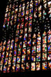 Large array of stained-glass in Duomo. Milan, Italy.