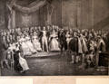 Italian King Napoleon & his court during era of Kingdom of Italy c1805-1814 graphic by D. Monten at Risorgimento Museum. Turin, Italy.