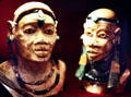 Carved stone African heads in a shop in Nairobi. Kenya