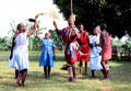Traditional jump dancing in Riyuki Cultural Center. Kenya.