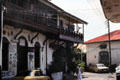 Second floor balconies on houses in old town Mombasa. Kenya.