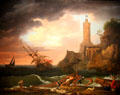 Rocky Coast with Lighthouse & Shipwreck painting by Claude-Joseph Vernet at National Museum of History & Art. Luxembourg, Luxembourg.