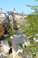 View of ancient fortifications & old city from Le Bock. Luxembourg, Luxembourg.