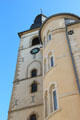 Detail of tower & turret of St. Michael's Church in Fishmarket area of old town. Luxembourg, Luxembourg.