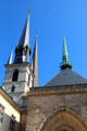Tower & spires of Cathedral of Our Lady. Luxembourg, Luxembourg.