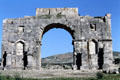 Ruins of Roman arch at Volubilis. Morocco.