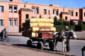 Horse & buggy carrying woven baskets. Marrakesh, Morocco.