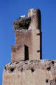 A stork nesting on Badi Palace tower ruins. Marrakesh, Morocco.