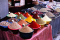Spices arrayed in pans. Marrakesh, Morocco