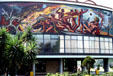 Mosaics on a building in Ciudad Universitaria, University City in Mexico City. Mexico City, Mexico.
