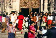 Crowd of people attending church in Taxco. Mexico.