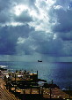 Looking out from docks of Cozumel onto Caribbean Sea. Mexico.