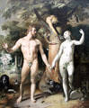 Fall of Man painting by Cornelis Cornelisz van Haarlem at Rijksmuseum. Amsterdam, NL.