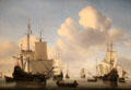 Dutch ships in a calm painting by Willem van de Velde II at Rijksmuseum. Amsterdam, NL.