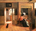 Mother delousing her child's hair painting by Pieter de Hooch at Rijksmuseum. Amsterdam, NL.