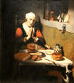 Old woman saying grace painting by Nicolaes Maes at Rijksmuseum. Amsterdam, NL.