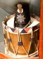 Drum & military hat used by during the Belgian Revolt of 1830 at Rijksmuseum. Amsterdam, NL.