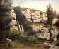 Landscape with rocky cliffs & waterfall painting by Gustave Courbet at Rijksmuseum. Amsterdam, NL.
