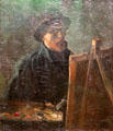 Self-portrait as painter in hat with field easel by Vincent van Gogh at Van Gogh Museum. Amsterdam, NL.