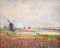 Bulb fields & windmills near Rijnsburg painting by Claude Monet at Van Gogh Museum. Amsterdam, NL.