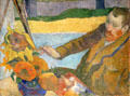 Portrait of Vincent van Gogh painting sunflowers by Paul Gauguin at Van Gogh Museum. Amsterdam, NL.