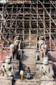 Temple under bamboo scaffolding between Dattatraya & Durbar Squares, Bhaktapur. Nepal.